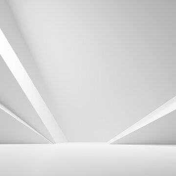 A perfectly clean, minimalist white background with a central empty area, emphasizing the concept of void and blank space ,gap ,zero ,pristine