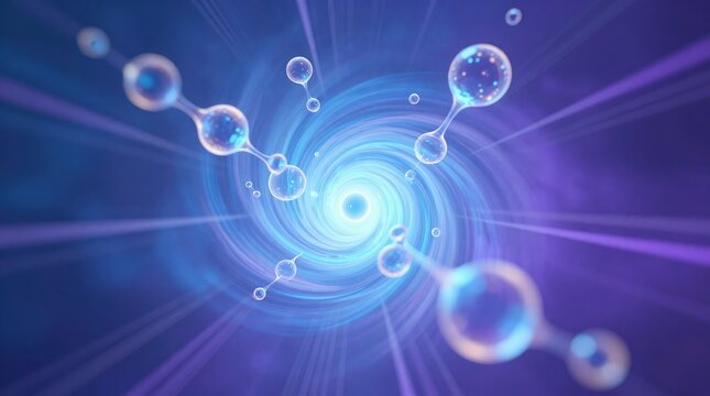 Pdrn skincare activation digital universe abstract art cosmic setting close-up view molecular concept