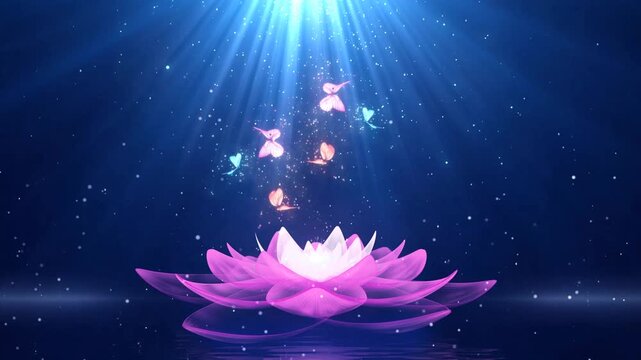 Aesthetic lotus atmosphere with dreamy light and shadow background