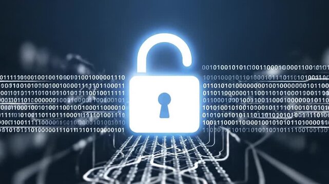 Digital lock with binary code perfect for IT presentations and tech marketing