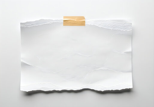 Torn paper taped to a white background, a blank note for your messages