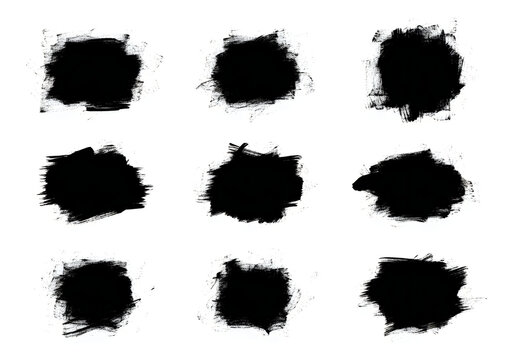 Dynamic Collection of Rough Black Brushstrokes and Textured Ink Splatter Elements for Creative Design Projects