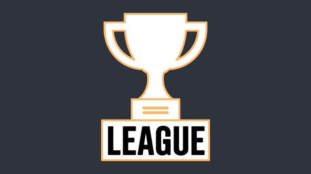 Trophy cup icon with league text on pedestal graphic design element