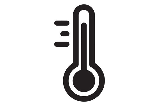Thermometer icon with heat waves rising isolated on white background for temperature measurement concepts