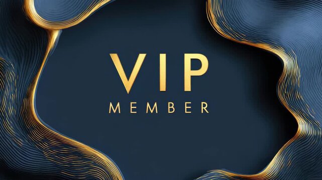 golden vip member design on blue background illustrated animation