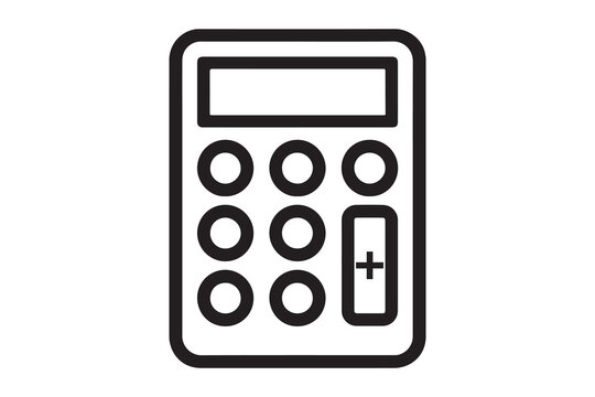 Simple black and white illustration of a basic calculator device for math calculations