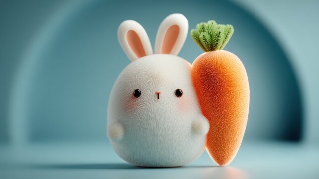 Cute Cartoon Bunny with Carrot in a Playful Colorful Background