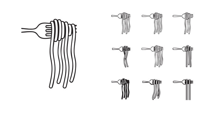 Fork lifting spaghetti strands illustration