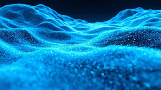 Abstract Blue Sand Dunes Under a Dark Sky