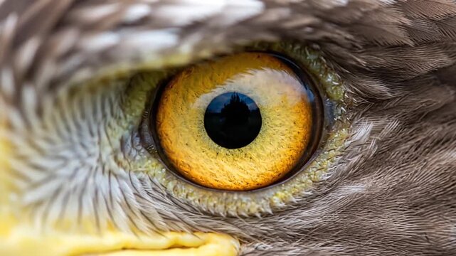 Extreme Close Up Of A Majestic Bald Eagle Eye Looking Sharp.