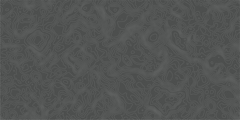 Topographic Contour Map Lines On Dark Background, Abstract Black Terrain Pattern For Design. © SAHELA