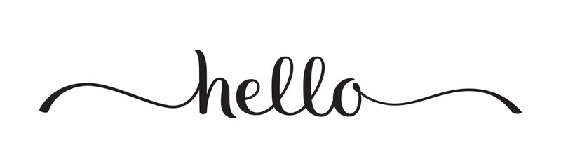 HELLO black brush lettering banner on transparent background © HowLettery Studio