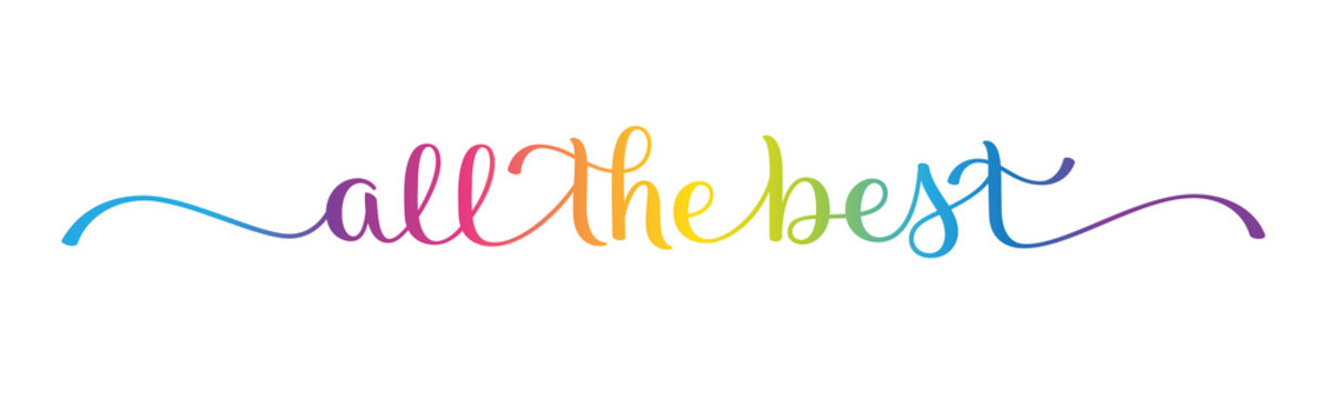 ALL THE BEST colorful brush lettering banner on transparent background