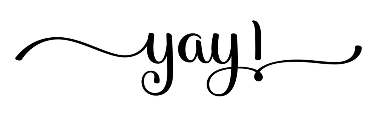 YAY! black brush lettering banner on transparent background