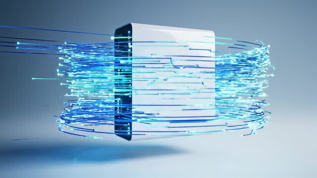 Modern computer tower with glowing lights ideal for tech startups and software commercial themes