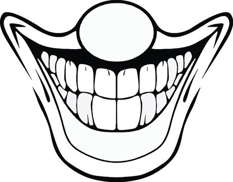 Evil clown grin with sharp teeth vector graphic element for Halloween