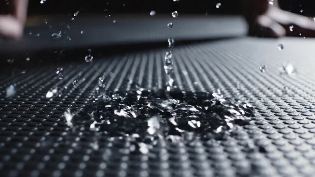 Closeup of textured exercise mat symbolizing dynamic movement and artistic expression