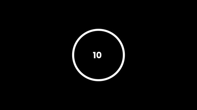 Minimalist loading timer 0 to 10 seconds digital countdown clock on multi color background