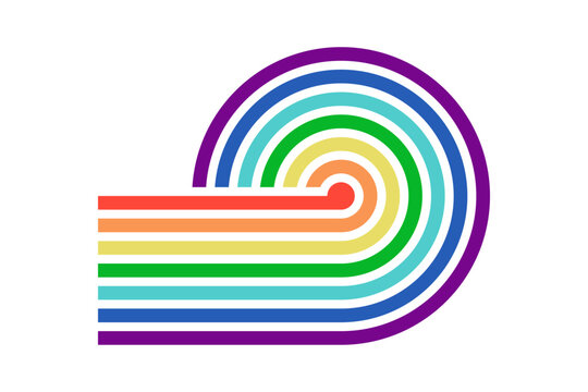  Regenbogen-Linienmotiv mit Retroformen &ndash; Symbol f&uuml;r Vielfalt, CSD und queere Community