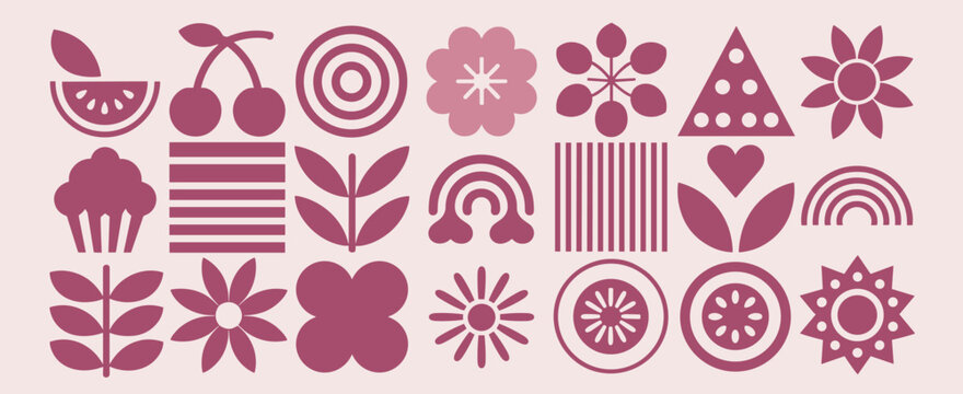 Retro Scandinavian Geometric Icons and Symbols Collection vector illustration