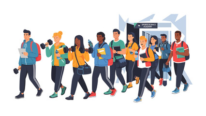 Obraz premium Students with Gym Gear and Books
