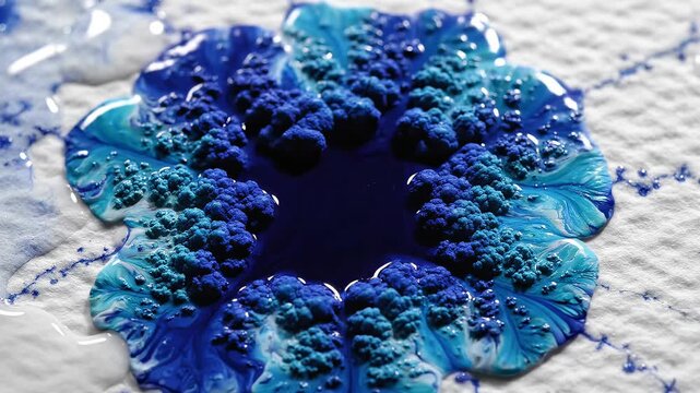 Blue ink drop on textured paper perfect for UI/UX elements and digital motion graphics