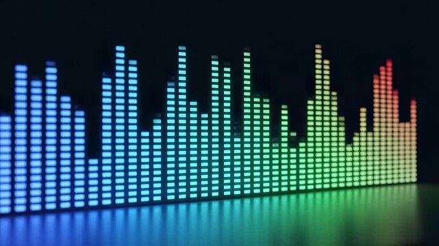 Colorful digital audio equalizer bars symbolizing dynamic movement and artistic expression