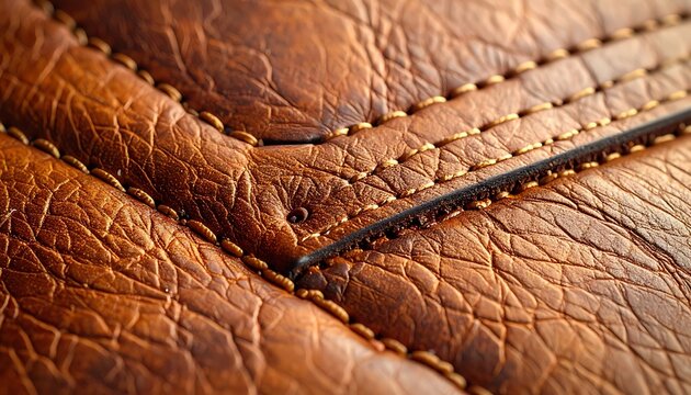Brown leather texture with stitching detail.