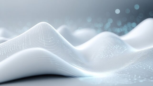 Abstract technology background with financial graphs and data points over a textured wave market analytics pattern, representing