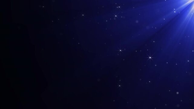 abstract background with glitter sparkle particles on corner blue spot light