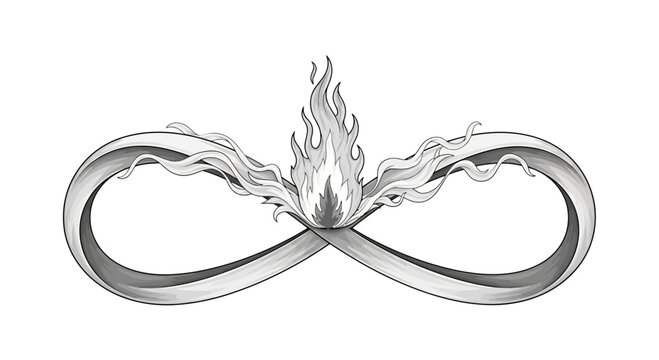 Infinity Symbol with Flames, Eternal Fire, Endless Loop, Symbol of Eternity and Passion