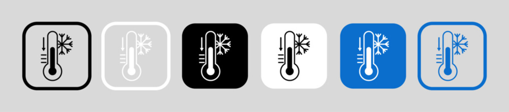 Cold icon vector Winter illustration sign freezing symbol and thermometer logo representing low temperature icy weather and climate control concept modern vector