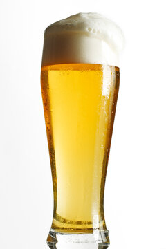 Glass of lager, German Weissbier, close-up