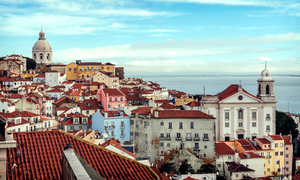 Portugal, Lisbon, view of Alfama neighborhood