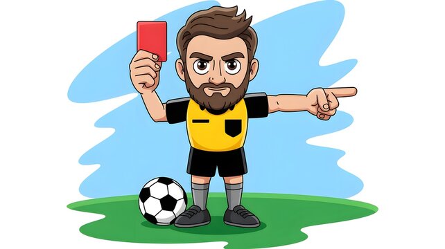 Football referee illustration red card ejection sports officiating penalty concept