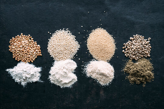 Pseudocereals and flour, Buckwheat, Quinoa, Amaranth, Hemp