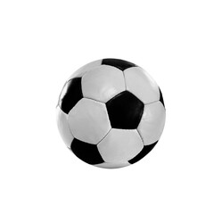 Fototapeta premium Leder Fussball in Scharz und Weiss auf weißem hintergrund