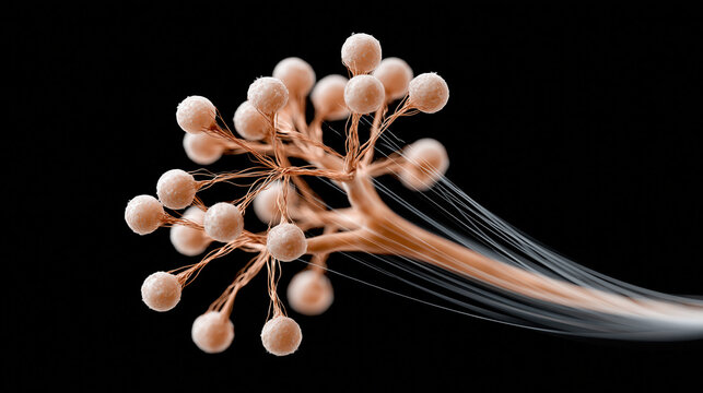 The Algorithm Lattice: An abstract network of copper filaments, light paths moving rapidly through them, an overlay layer of clean financial percentages shifting dynamically