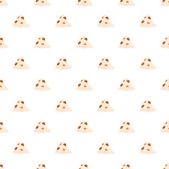 Fototapeta premium Sweet dessert pyramids with toppings creating a delicious seamless pattern on a white background