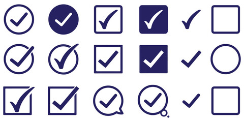 Check Mark Icons in Circle – Editable Stroke Tick Symbol Set. Vector © Hikestudio3