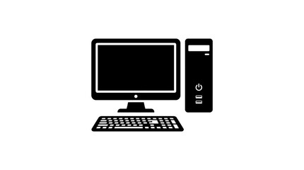 Fototapeta premium computer setup silhouette on a white background