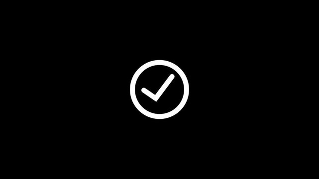 Chick mark animation on circle. tick mark symbol ok button animated. animation green check mark that symbolizes approval or success. right mark icon