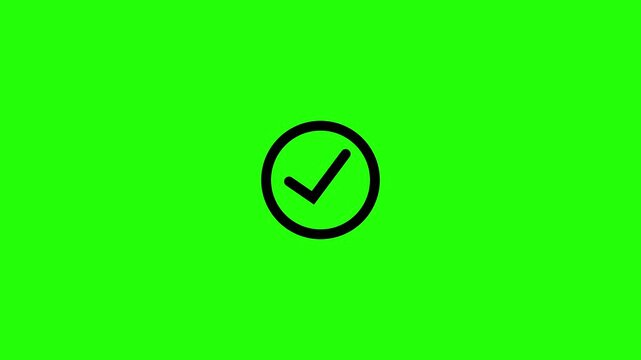 Chick mark animation on circle. tick mark symbol ok button animated. animation green check mark that symbolizes approval or success. right mark icon