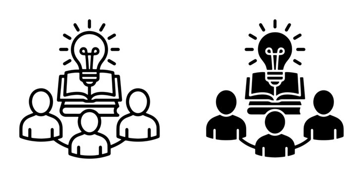 Teamwork Idea Generation, Collaboration Learning, Brainstorming Session, Business Insight, Knowledge Sharing Icons