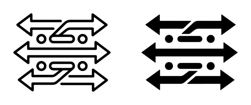 Bidirectional Arrows Icon Set, Data Flow Symbol, Network Connection Graphics, Information Exchange Vector