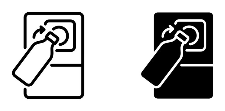 Recycling Icons, Bottle Deposit Machine Symbol, Plastic Bottle Return, Eco-Friendly Waste Management, Circular Economy Vector Icons
