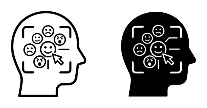 Emotions Recognition Vector Icons, Face Sentiment Analysis, User Experience Feedback, Human Psychology Icons, Positive Negative Moods, Digital Interaction