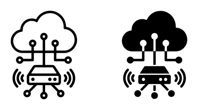 Cloud Computing Network Icons, Digital Data Transfer and Connectivity Symbols, Technology and Internet Service Vector Graphics