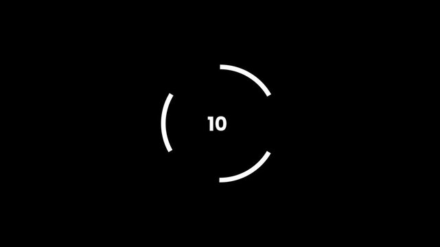 Minimalist loading timer 0 to 10 seconds digital countdown clock on multi color background