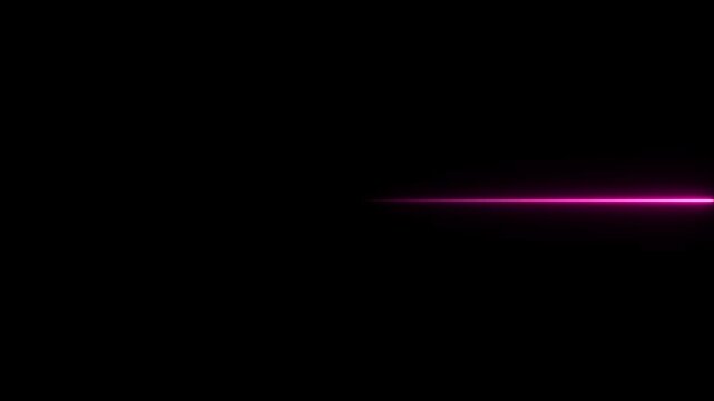 Horizontal Neon Red Line Animation, Glowing Line Motion Graphic, Transparent Background with Alpha Channel, Right to Left Laser Effect, Straight Neon Beam, Black